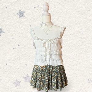 American Eagle white ruffle cropped tank top M